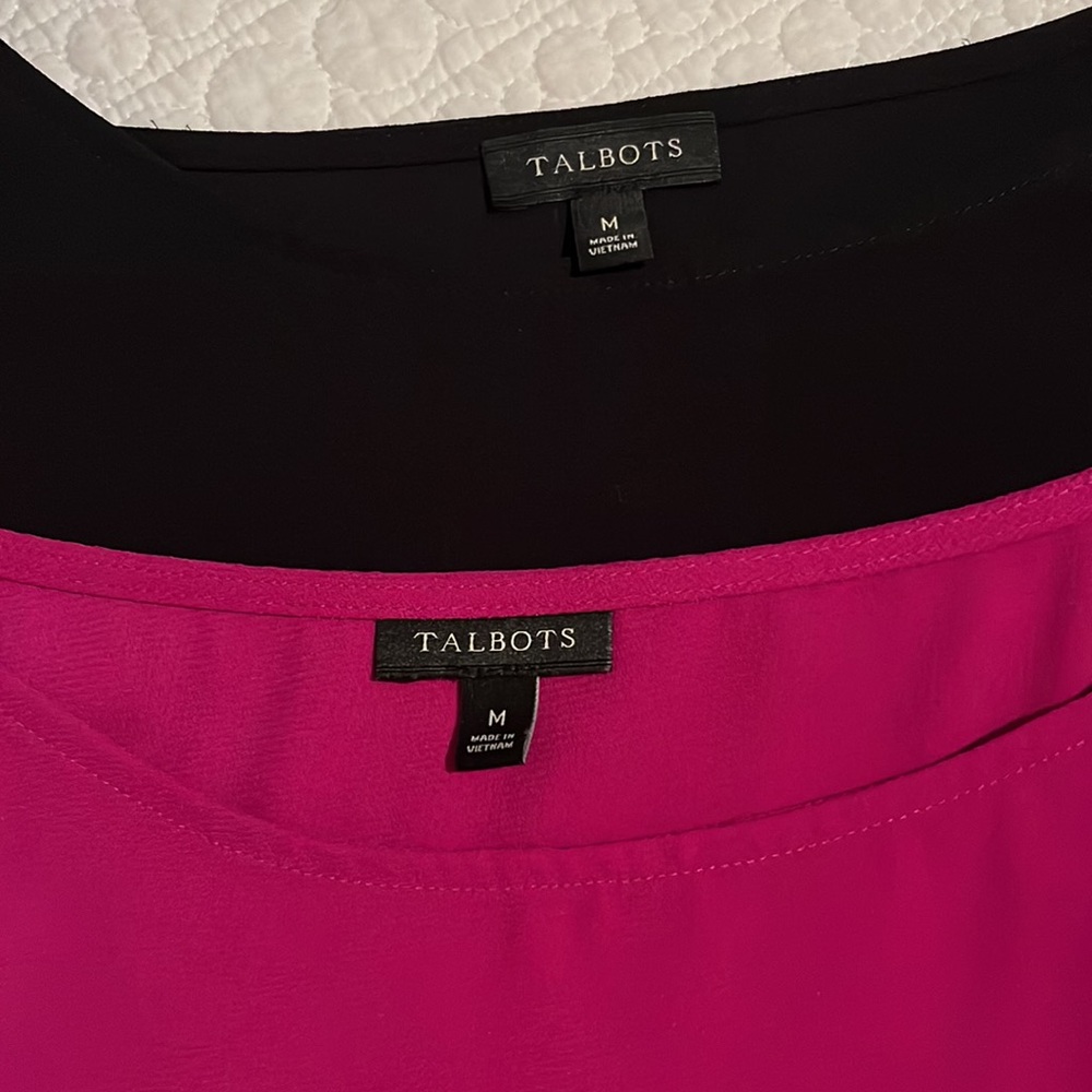 Two TALBOTS TOPS : 2(two) ladies M :black & fuchsia pink